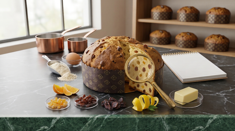 Panettoncino artigianale senza glutine Pepe tagliato a metà, con mollica in evidenza