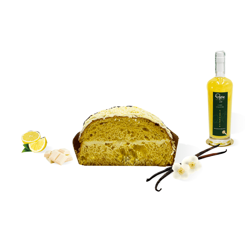 Fetta di panettone farcito con crema al limoncello, Pepe Mastro Dolciere