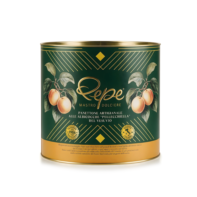 Panettone artigianale alle albicocche Pellecchiella del Vesuvio Pepe Mastro Dolciere